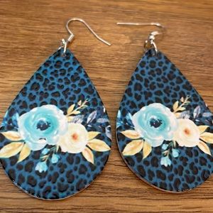 Floral leopard earrings